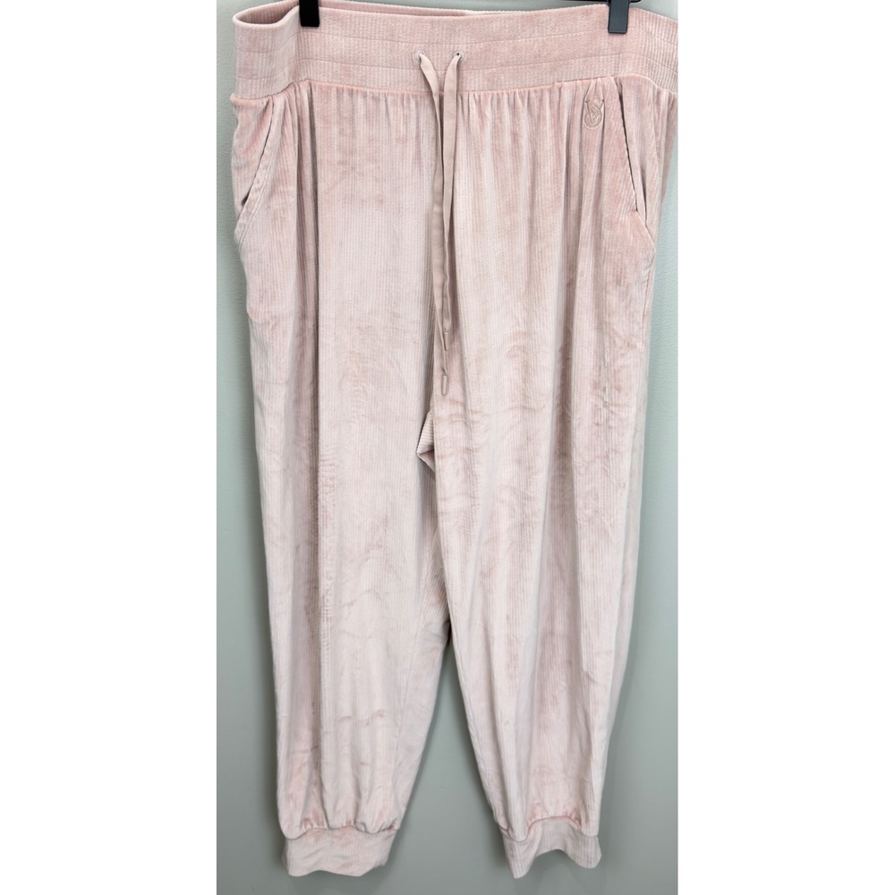 Victoria's Secret On Point Pink Ribbed Velour Hoodie & Jogger Set Womens Size XL - Picture 4 of 7